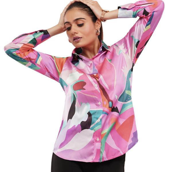 Pink Abstract Women Shirt