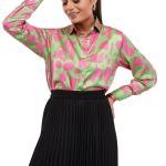 Pink Green Abstract Women Shirt